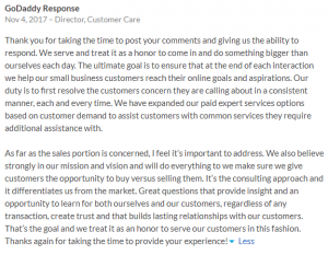 Godaddy Response to Employee