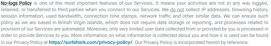 Surfshark Logging Policy